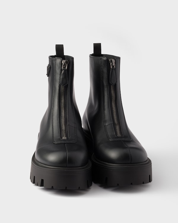 Leather zipper booties - Black Leather zipper booties - Black