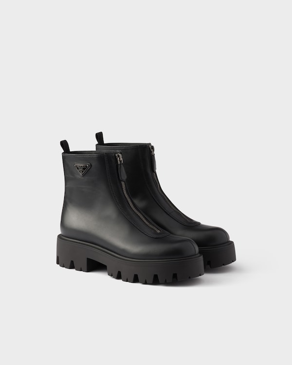 Leather zipper booties - Black Leather zipper booties - Black
