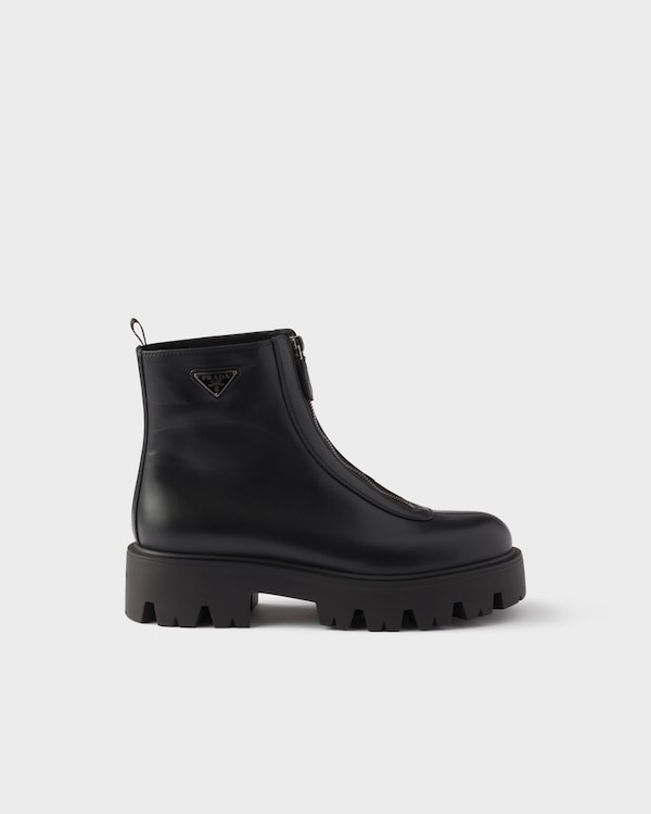 Leather zipper booties - Black Leather zipper booties - Black