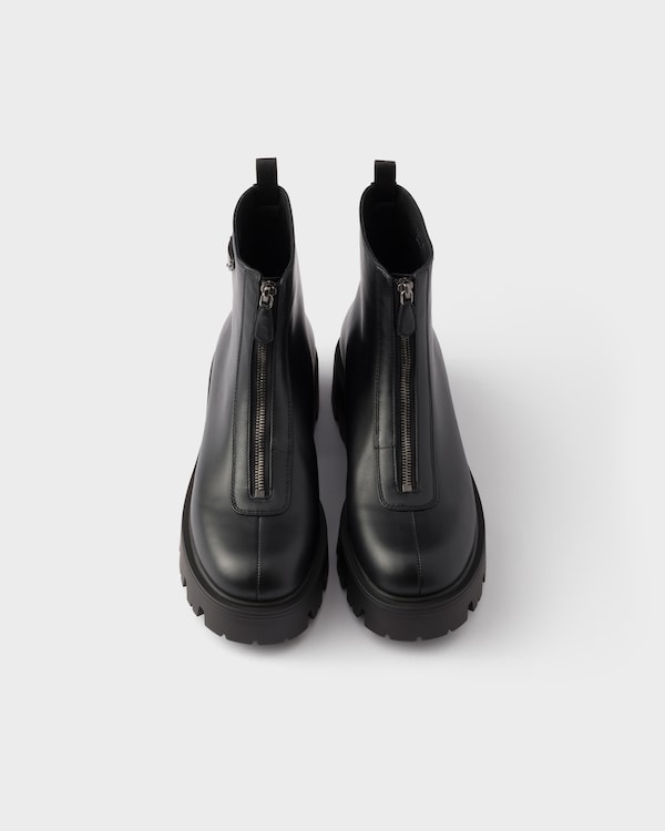 Leather zipper booties - Black Leather zipper booties - Black