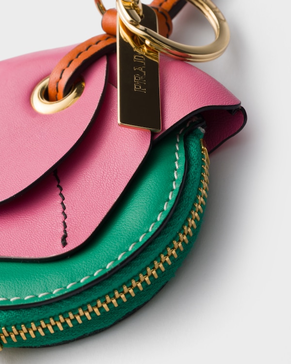 Leather key ring pendant with coin purse - Begonia/Mango Leather key ring pendant with coin purse - Begonia/Mango