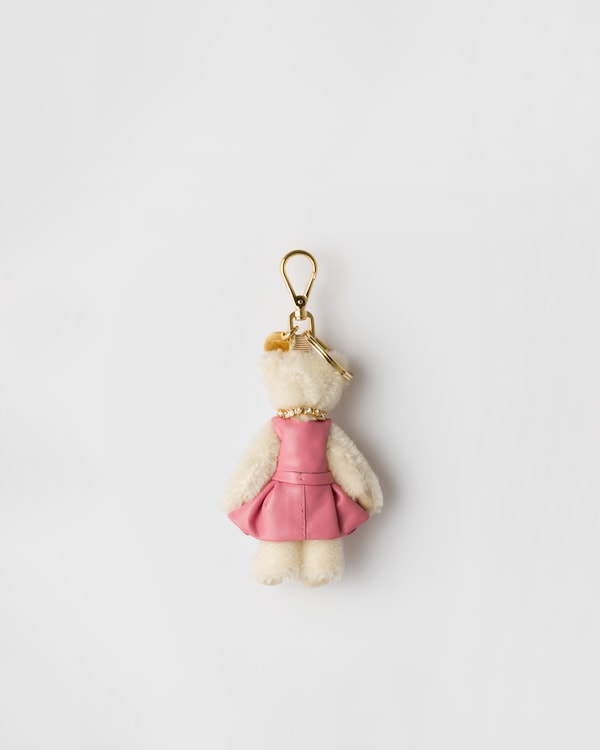 Teddy keychain charm - White Teddy keychain charm - White