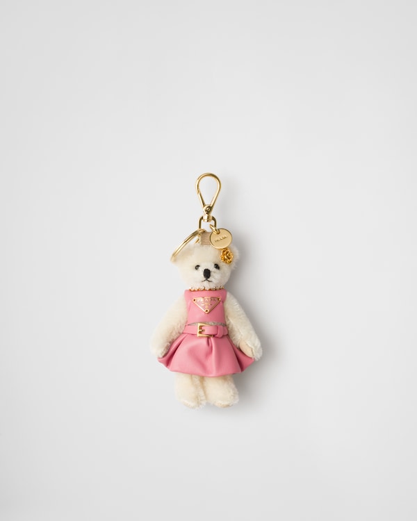 Teddy keychain charm - White Teddy keychain charm - White