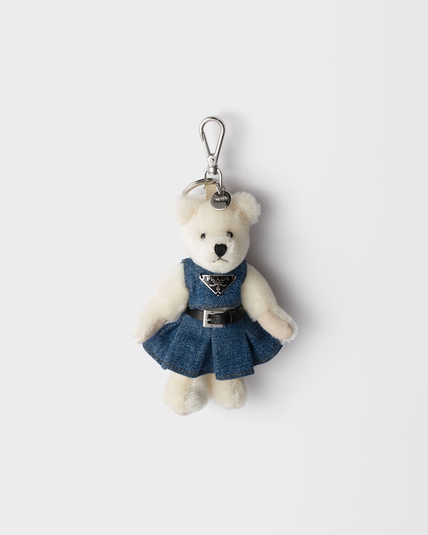 Teddy keychain charm - White Teddy keychain charm - White