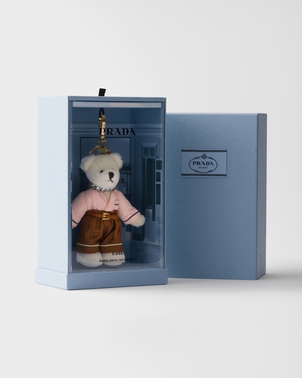 Teddy bear keychain charm - White/Peach Teddy bear keychain charm - White/Peach