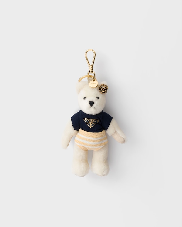 Teddy熊钥匙扣挂饰,配金属环 - 雪白色/金雀花色 Teddy熊钥匙扣挂饰,配金属环 - 雪白色/金雀花色