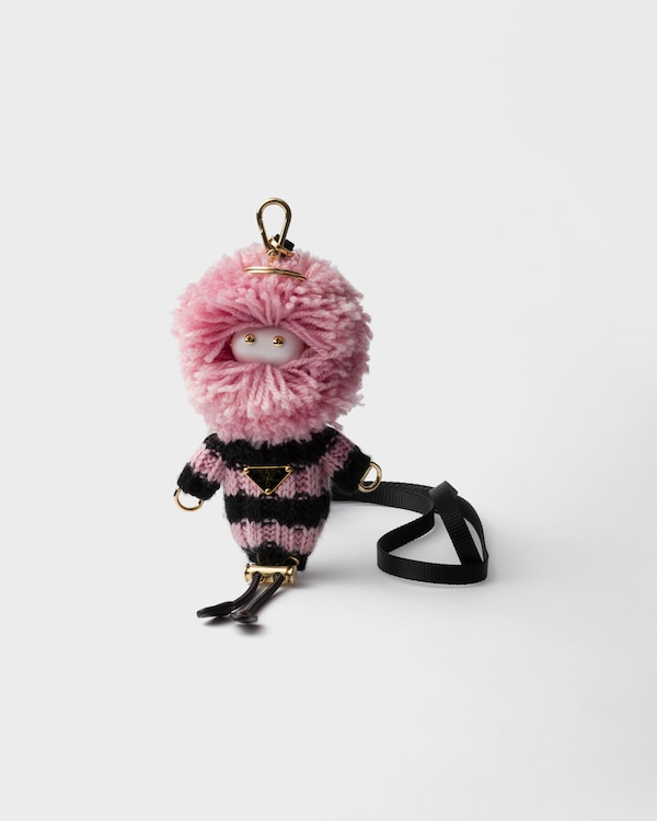 Soft Robot knit keychain charm - Pink/Black Soft Robot knit keychain charm - Pink/Black