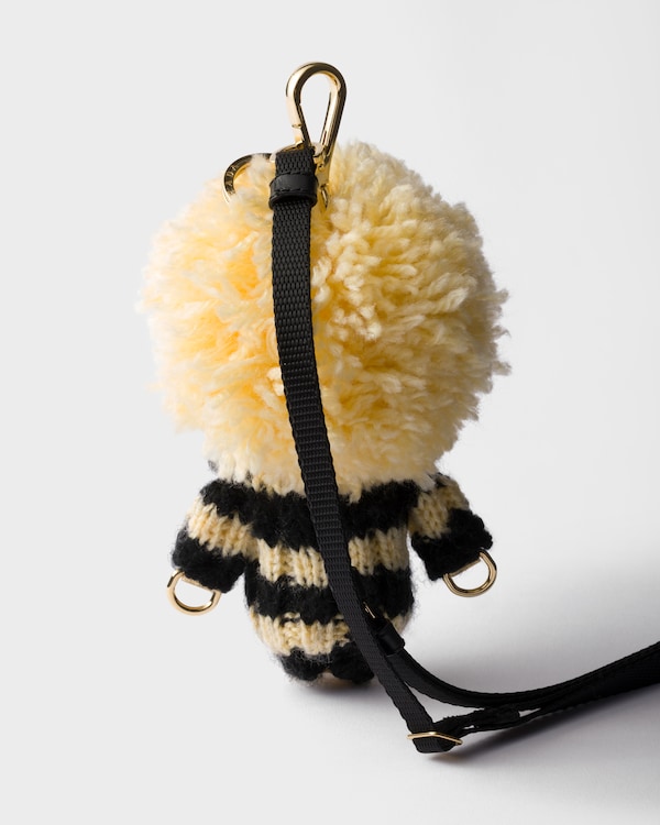 Soft Robot knit keychain charm - Pale Yellow/Black Soft Robot knit keychain charm - Pale Yellow/Black