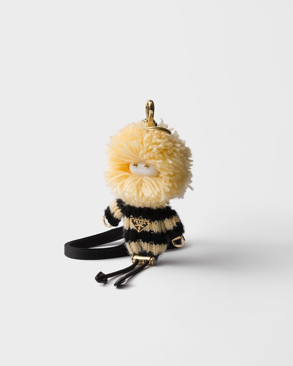 Soft Robot knit keychain charm - Pale Yellow/Black Soft Robot knit keychain charm - Pale Yellow/Black