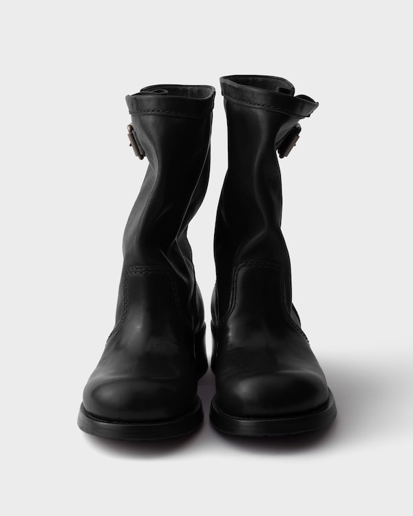 Leather mid-calf boots - Black Leather mid-calf boots - Black