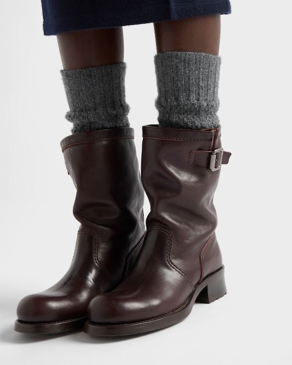 Leather mid-calf boots - Dark Brown Leather mid-calf boots - Dark Brown