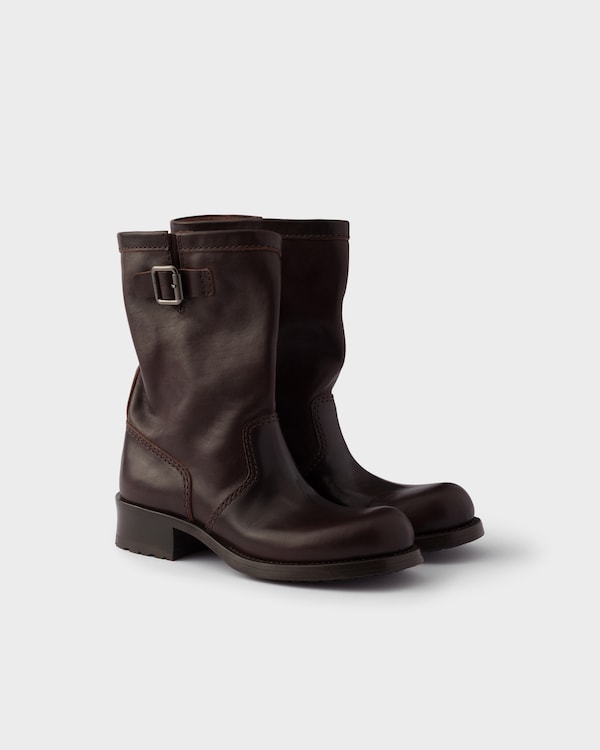 Leather mid-calf boots - Dark Brown Leather mid-calf boots - Dark Brown
