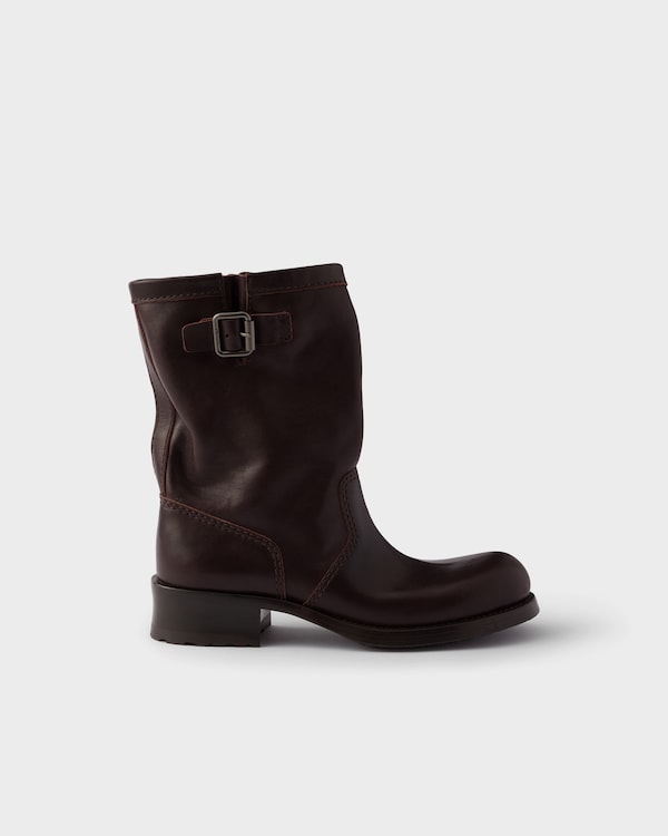 Leather mid-calf boots - Dark Brown Leather mid-calf boots - Dark Brown