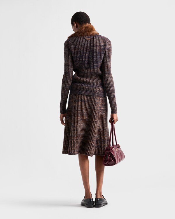 Wool and cashmere knit skirt - Navy Blue/Rust Wool and cashmere knit skirt - Navy Blue/Rust