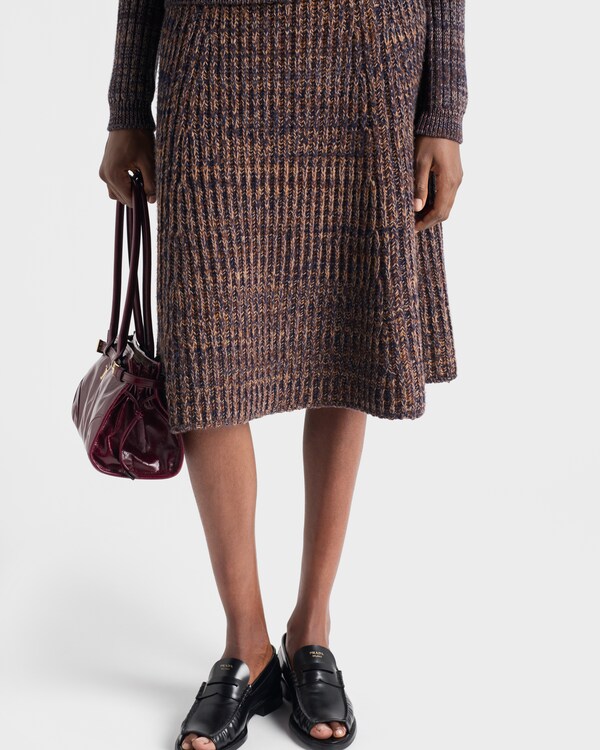 Wool and cashmere knit skirt - Navy Blue/Rust Wool and cashmere knit skirt - Navy Blue/Rust
