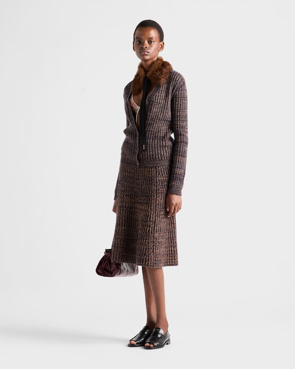 Wool and cashmere knit skirt - Navy Blue/Rust Wool and cashmere knit skirt - Navy Blue/Rust