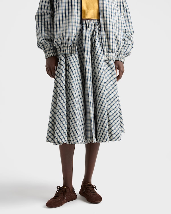 Full checked chambray skirt - Ivory/Blue Full checked chambray skirt - Ivory/Blue