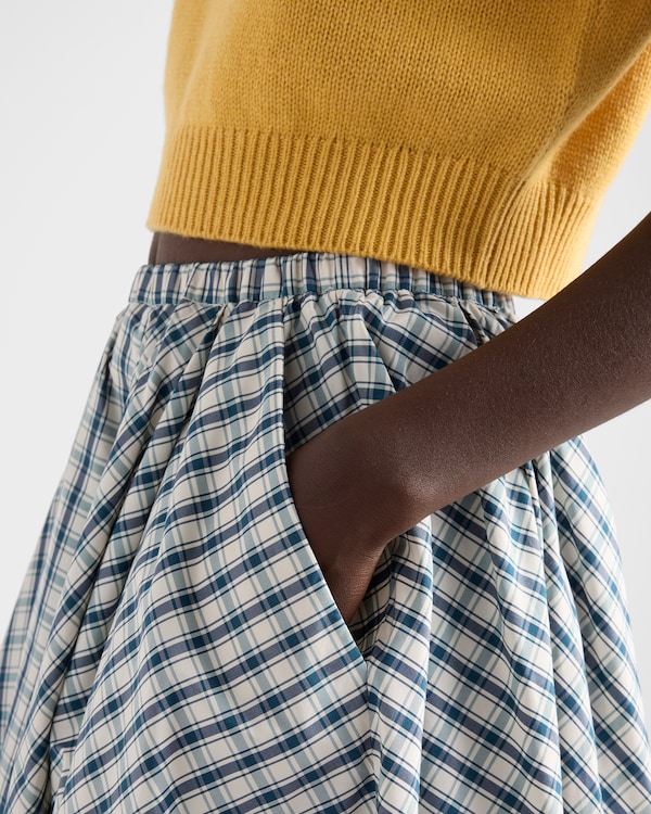Full checked chambray skirt - Ivory/Blue Full checked chambray skirt - Ivory/Blue