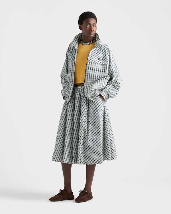 Full checked chambray skirt - Ivory/Blue Full checked chambray skirt - Ivory/Blue