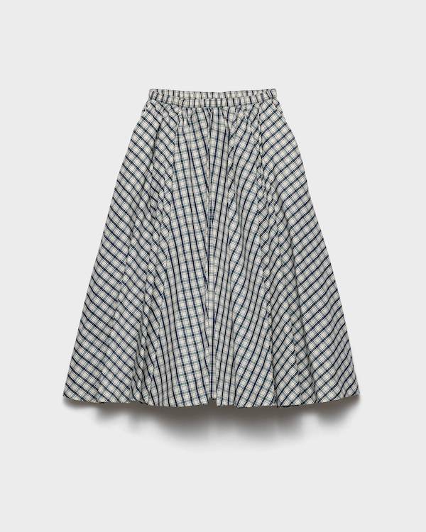 Full checked chambray skirt - Ivory/Blue Full checked chambray skirt - Ivory/Blue
