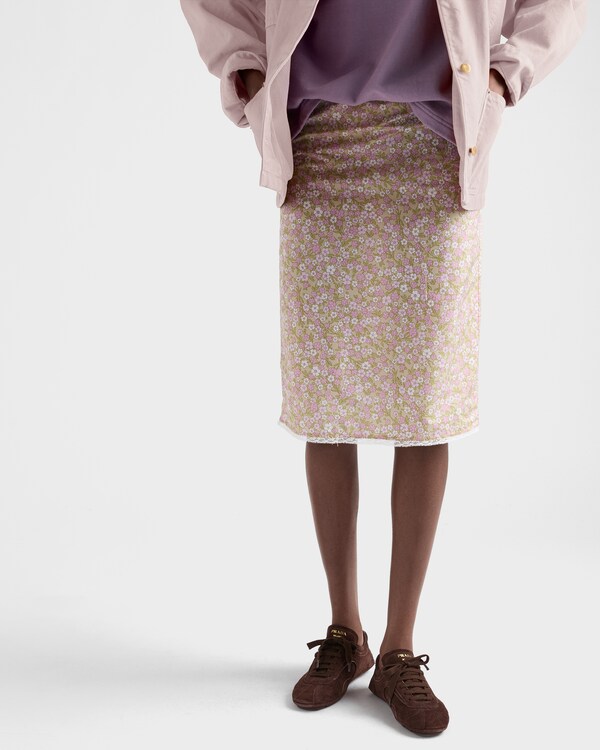 Floral print Re-Nylon midi-skirt - Alabaster Pink Floral print Re-Nylon midi-skirt - Alabaster Pink