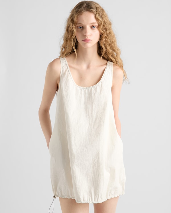 Sleeveless technical pongé mini-dress - Ivory Sleeveless technical pongé mini-dress - Ivory