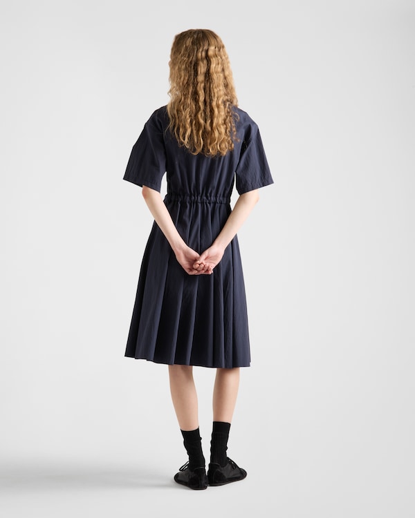 Short-sleeved technical pongé dress - Navy Short-sleeved technical pongé dress - Navy
