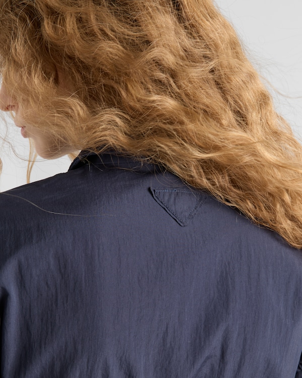 Short-sleeved technical pongé dress - Navy Short-sleeved technical pongé dress - Navy