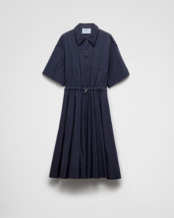 Short-sleeved technical pongé dress - Navy Short-sleeved technical pongé dress - Navy