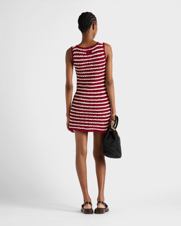 Cotton crochet mini-dress - Amaranth/Natural Cotton crochet mini-dress - Amaranth/Natural