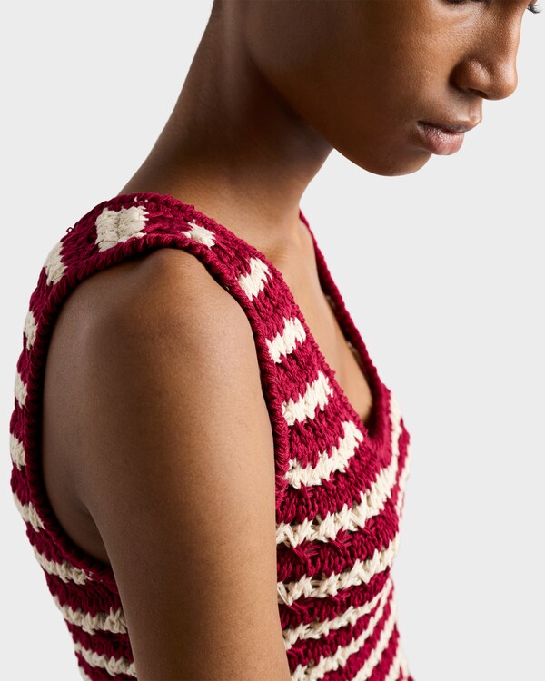 Cotton crochet mini-dress - Amaranth/Natural Cotton crochet mini-dress - Amaranth/Natural