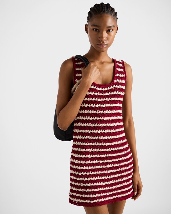 Cotton crochet mini-dress - Amaranth/Natural Cotton crochet mini-dress - Amaranth/Natural