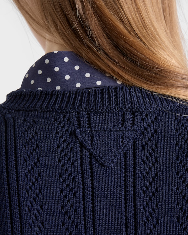 Openwork cotton mini-dress - Navy Openwork cotton mini-dress - Navy