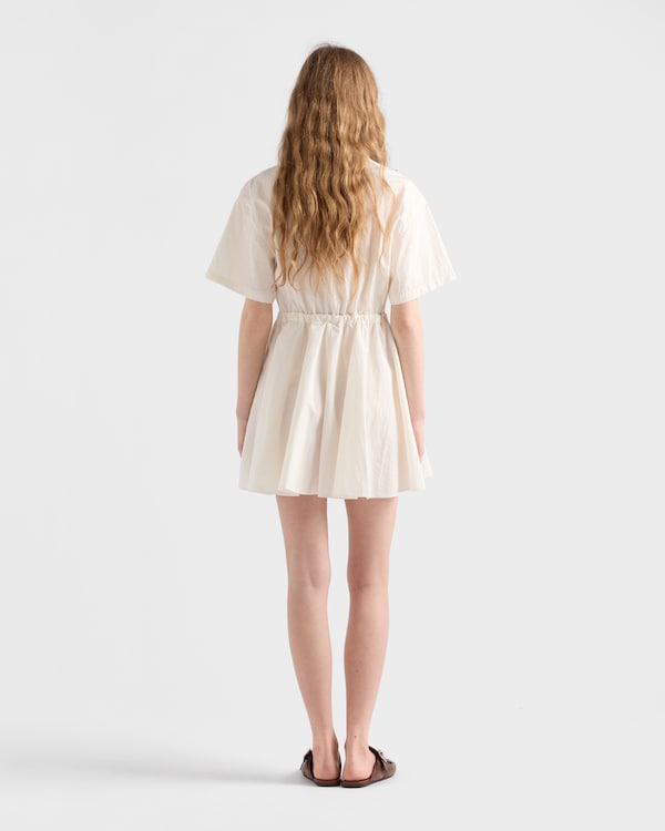 Short-sleeved technical pongé dress - Ivory Short-sleeved technical pongé dress - Ivory