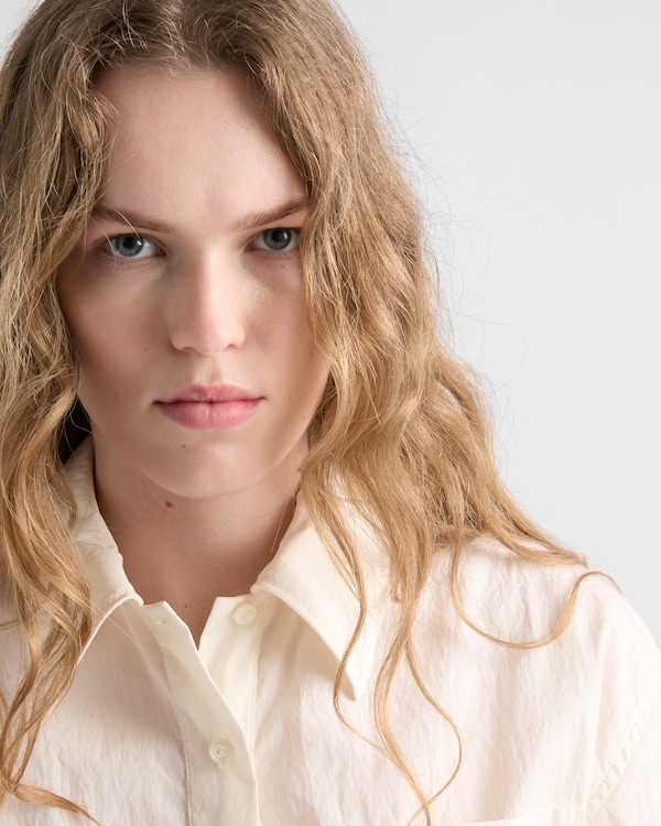 Short-sleeved technical pongé dress - Ivory Short-sleeved technical pongé dress - Ivory