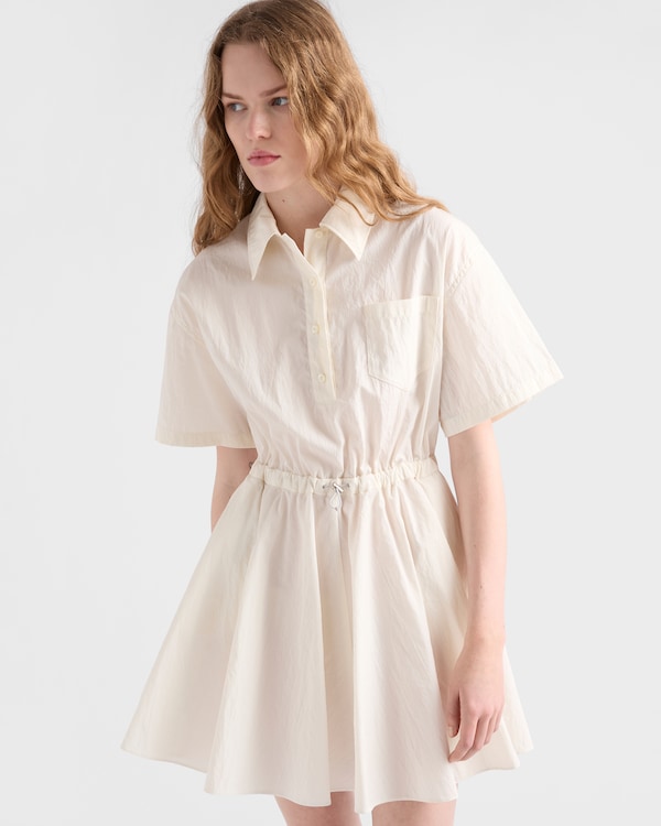 Short-sleeved technical pongé dress - Ivory Short-sleeved technical pongé dress - Ivory