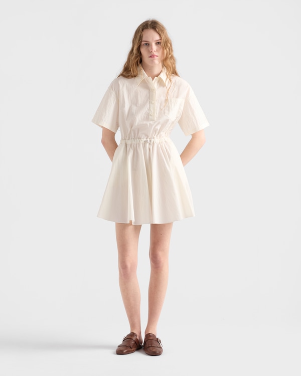 Short-sleeved technical pongé dress - Ivory Short-sleeved technical pongé dress - Ivory