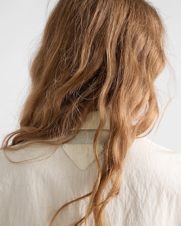 Short-sleeved technical pongé dress - Ivory Short-sleeved technical pongé dress - Ivory