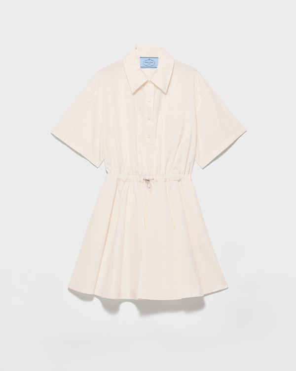 Short-sleeved technical pongé dress - Ivory Short-sleeved technical pongé dress - Ivory