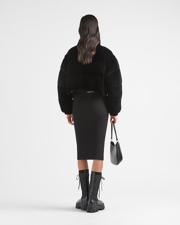 Convertible cropped velvet down jacket - Black Convertible cropped velvet down jacket - Black