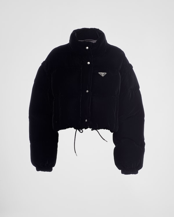 Convertible cropped velvet down jacket - Black Convertible cropped velvet down jacket - Black