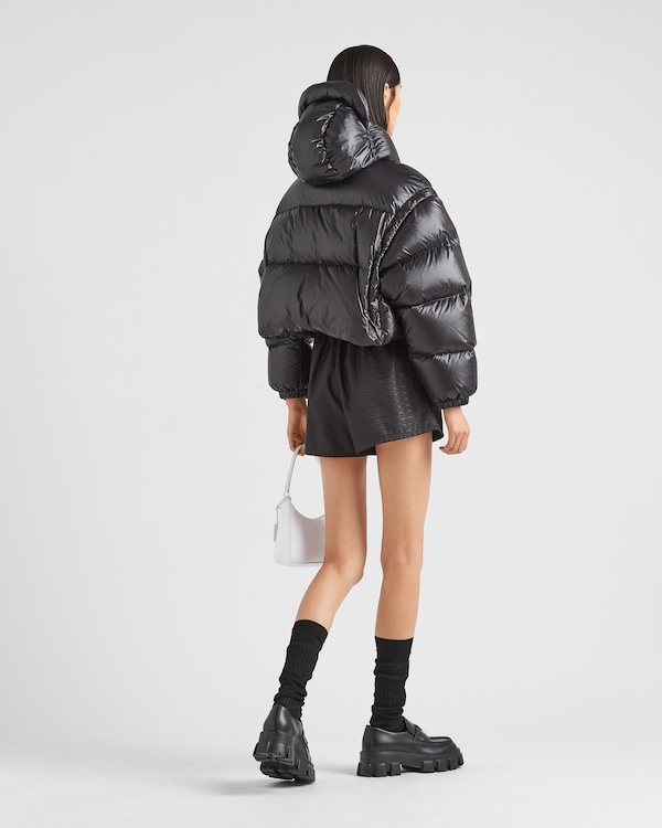 Re-Nylon convertible cropped down jacket - Black Re-Nylon convertible cropped down jacket - Black
