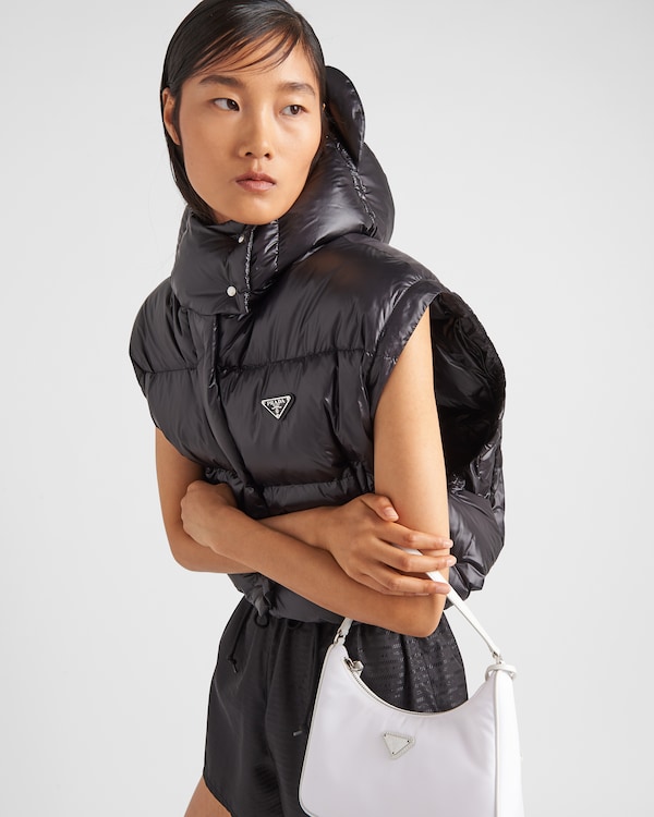 Re-Nylon convertible cropped down jacket - Black Re-Nylon convertible cropped down jacket - Black