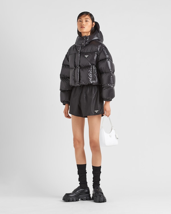 Re-Nylon convertible cropped down jacket - Black Re-Nylon convertible cropped down jacket - Black