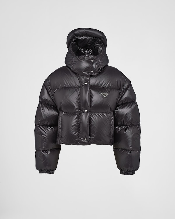 Re-Nylon convertible cropped down jacket - Black Re-Nylon convertible cropped down jacket - Black