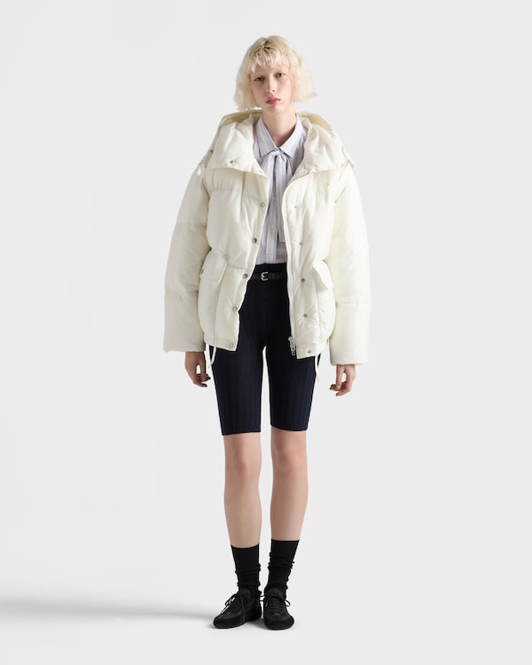 Medium-weight hooded soft fabric down jacket - White Medium-weight hooded soft fabric down jacket - White