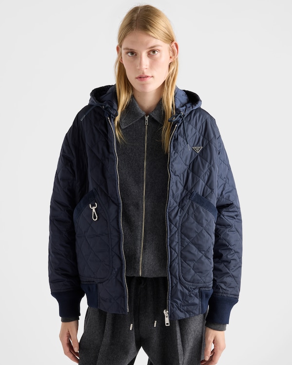Re-Nylon blouson jacket with hood - Royal Blue Re-Nylon blouson jacket with hood - Royal Blue