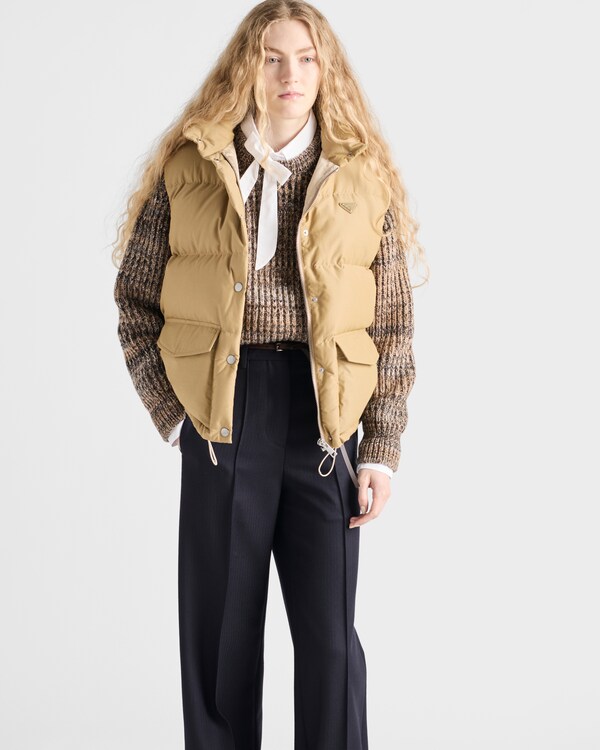 Medium-weight technical fabric down vest - Cork Beige Medium-weight technical fabric down vest - Cork Beige
