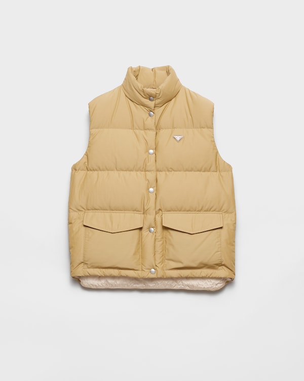 Medium-weight technical fabric down vest - Cork Beige Medium-weight technical fabric down vest - Cork Beige