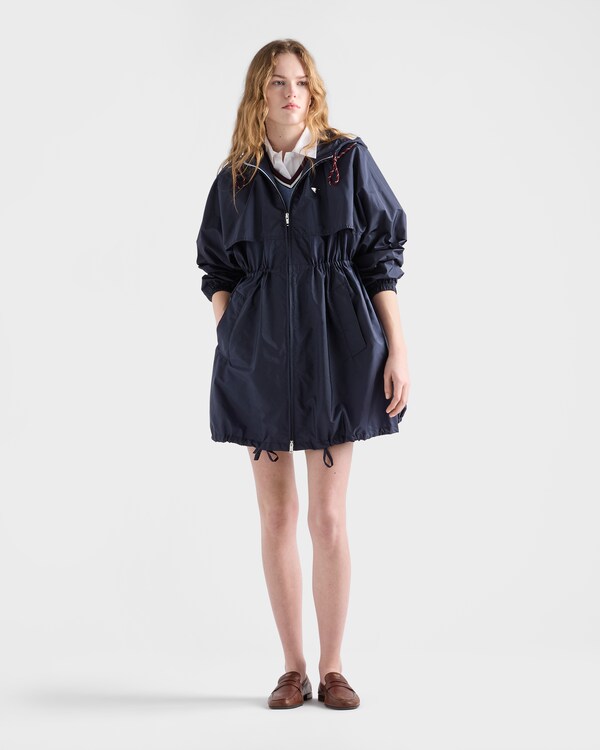 Lightweight Re-Nylon hooded raincoat - Blue Lightweight Re-Nylon hooded raincoat - Blue